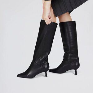 Intentionally Blank Eff Knee High Leather Boots Black 8 NEW
